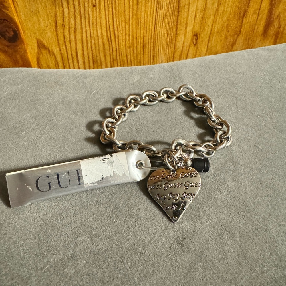 Guess Joy Silver tone Heart Toggle Bracelet